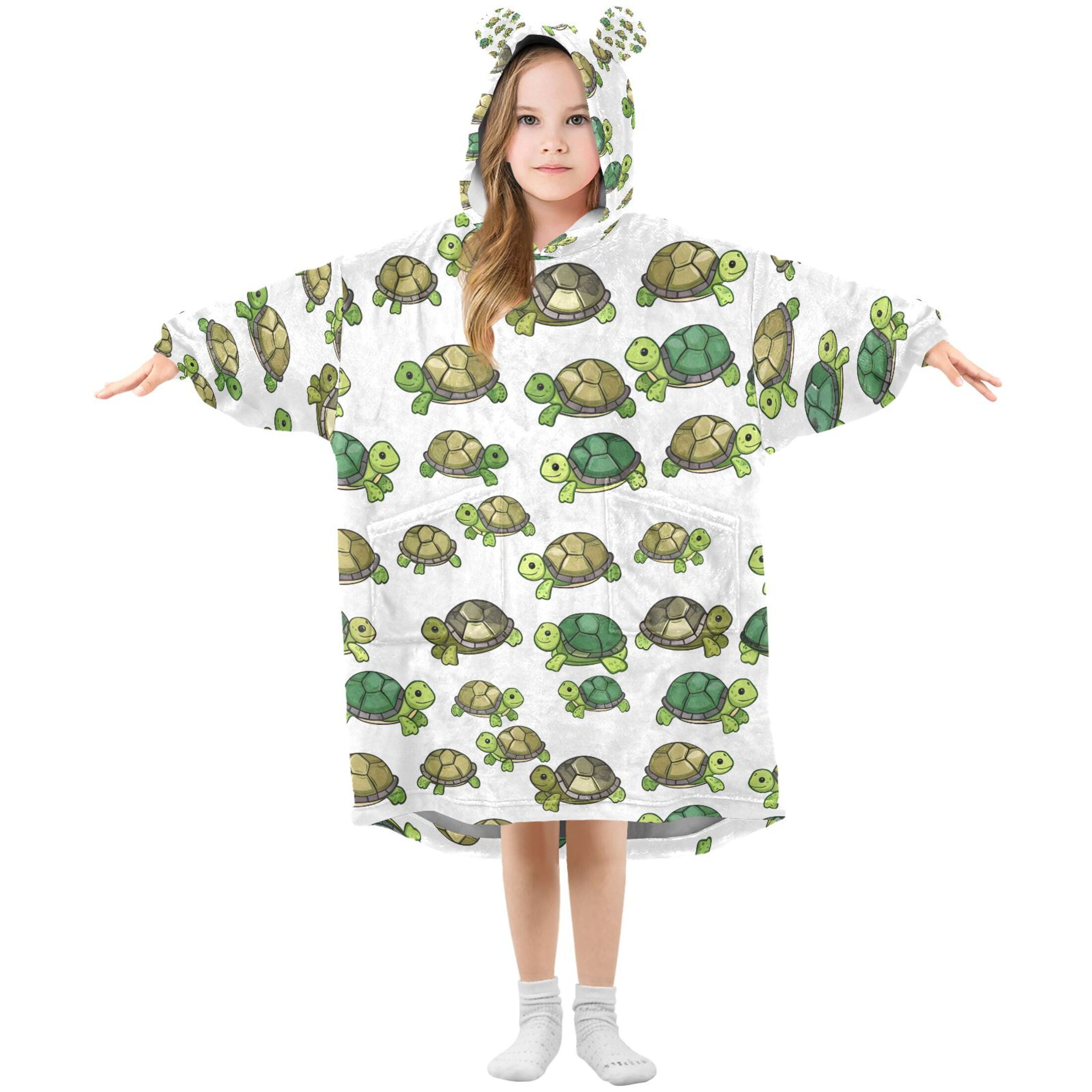 joogoo Blanket Hoodie for Cartoon Turtles Oversize Sweatshirt 3-14 YR L