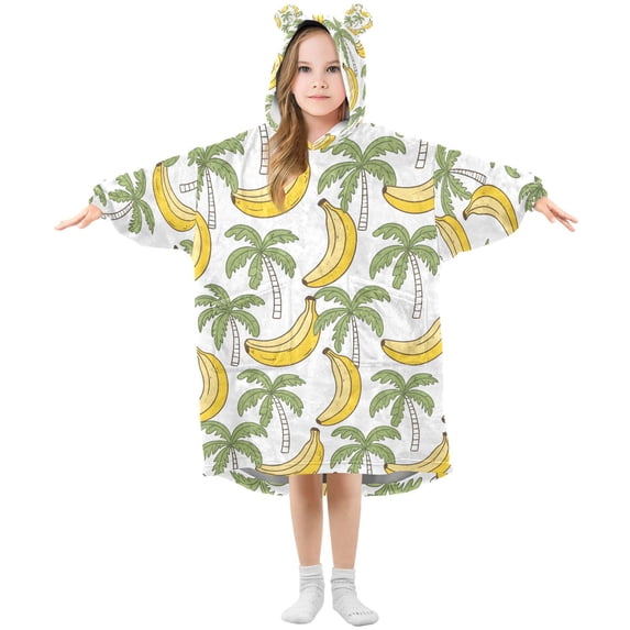 joogoo Blanket Hoodie for Coconut Tree Bananas Oversize Sweatshirt 3-14 YR L