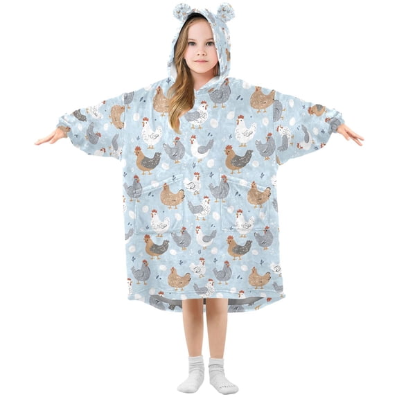 joogoo Blanket Hoodie for Cute Chickens Eggs Oversize Sweatshirt 3-14 YR L