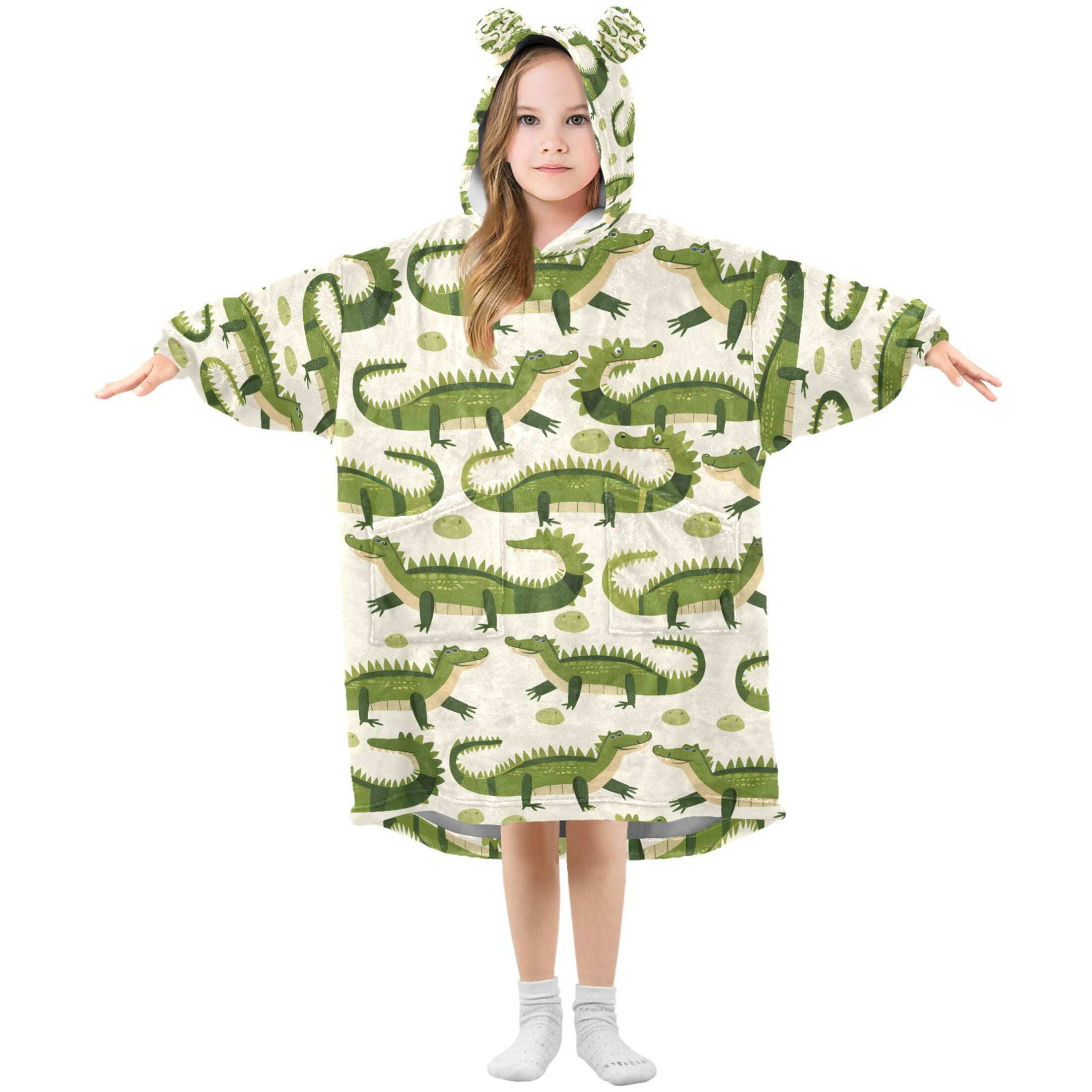 joogoo Blanket Hoodie for Cute Crocodile Oversize Sweatshirt 3-14 YR L