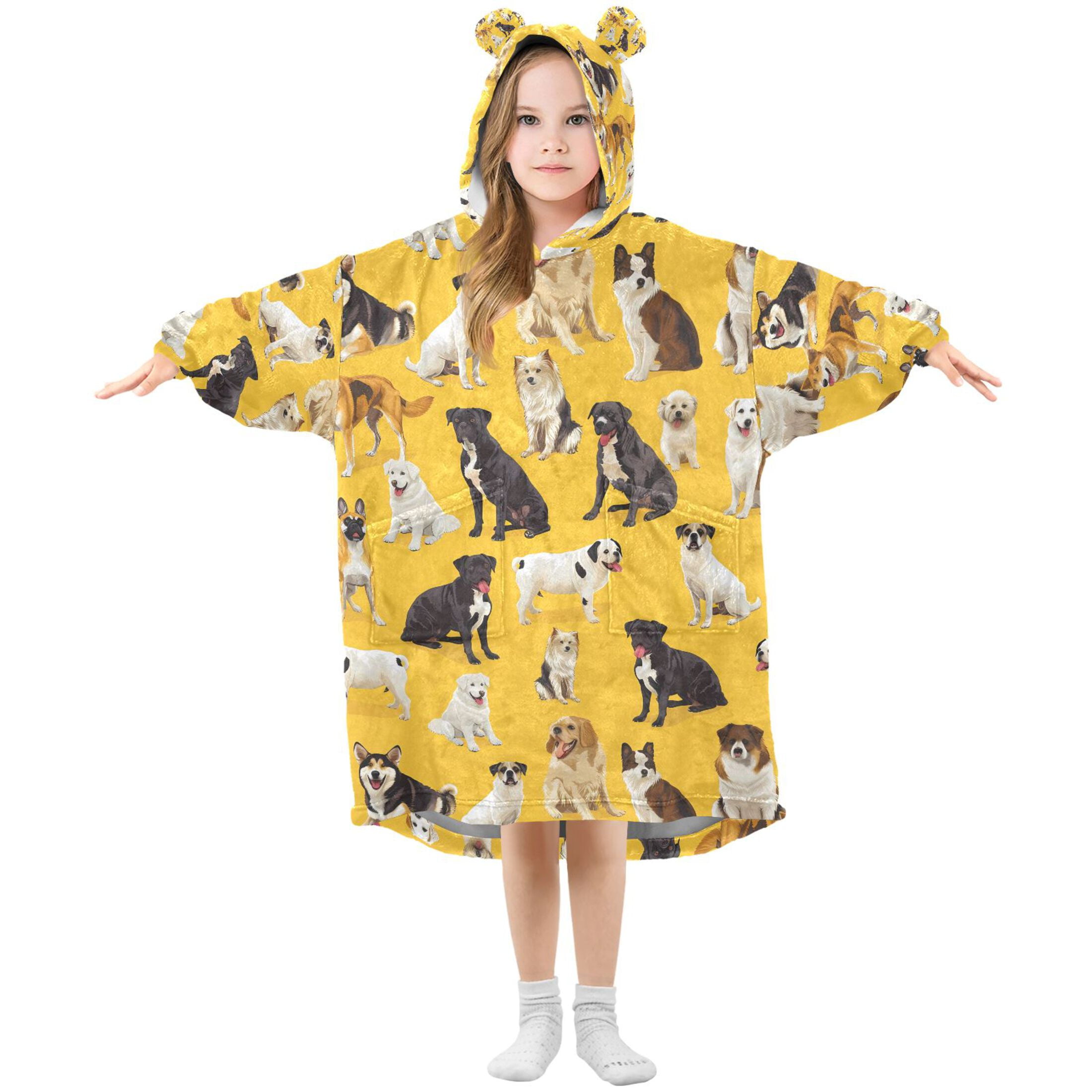 joogoo Blanket Hoodie for Cute Different Dogs Oversize Sweatshirt 3-14 YR L