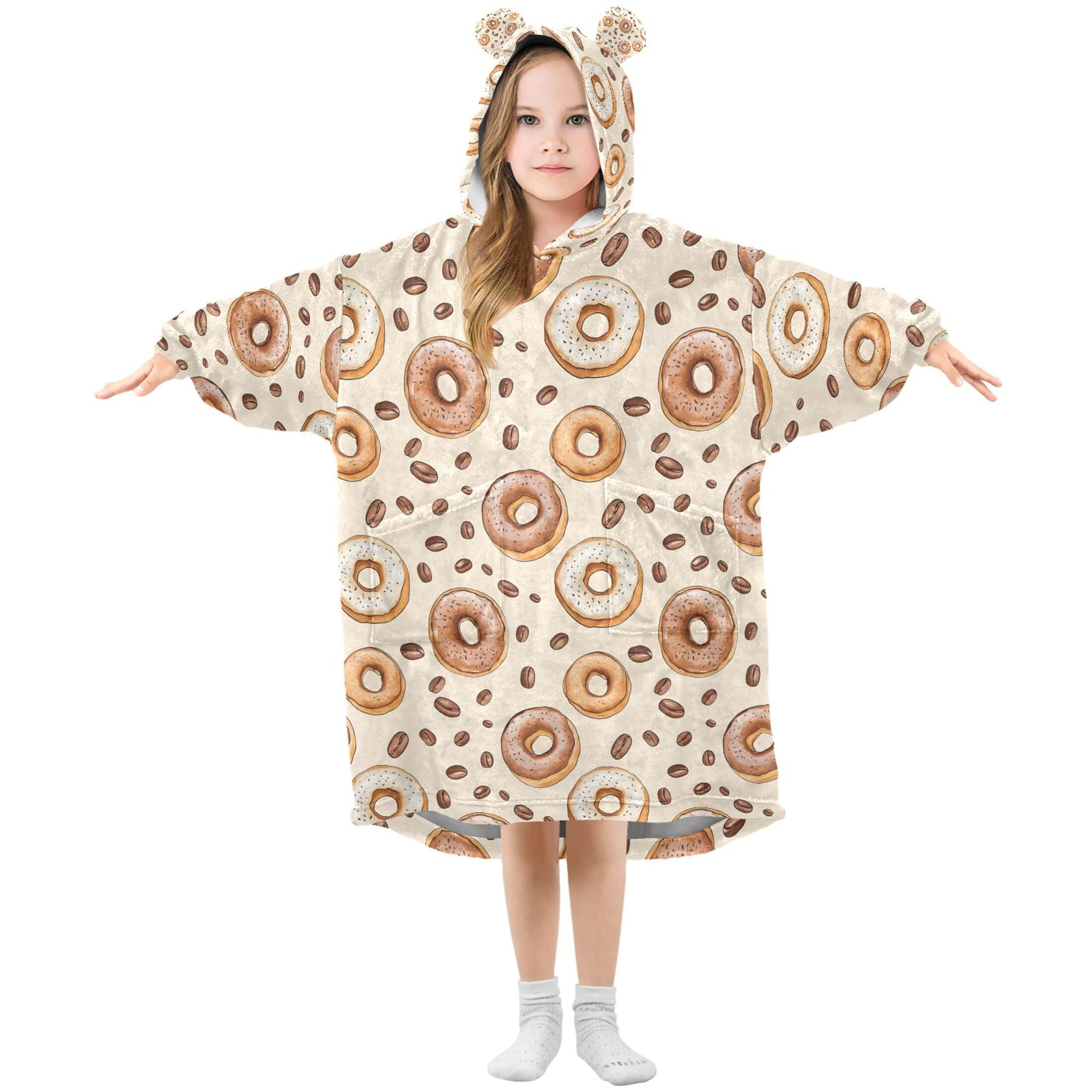 joogoo Blanket Hoodie for Cute Donuts Oversize Sweatshirt 3-14 YR L