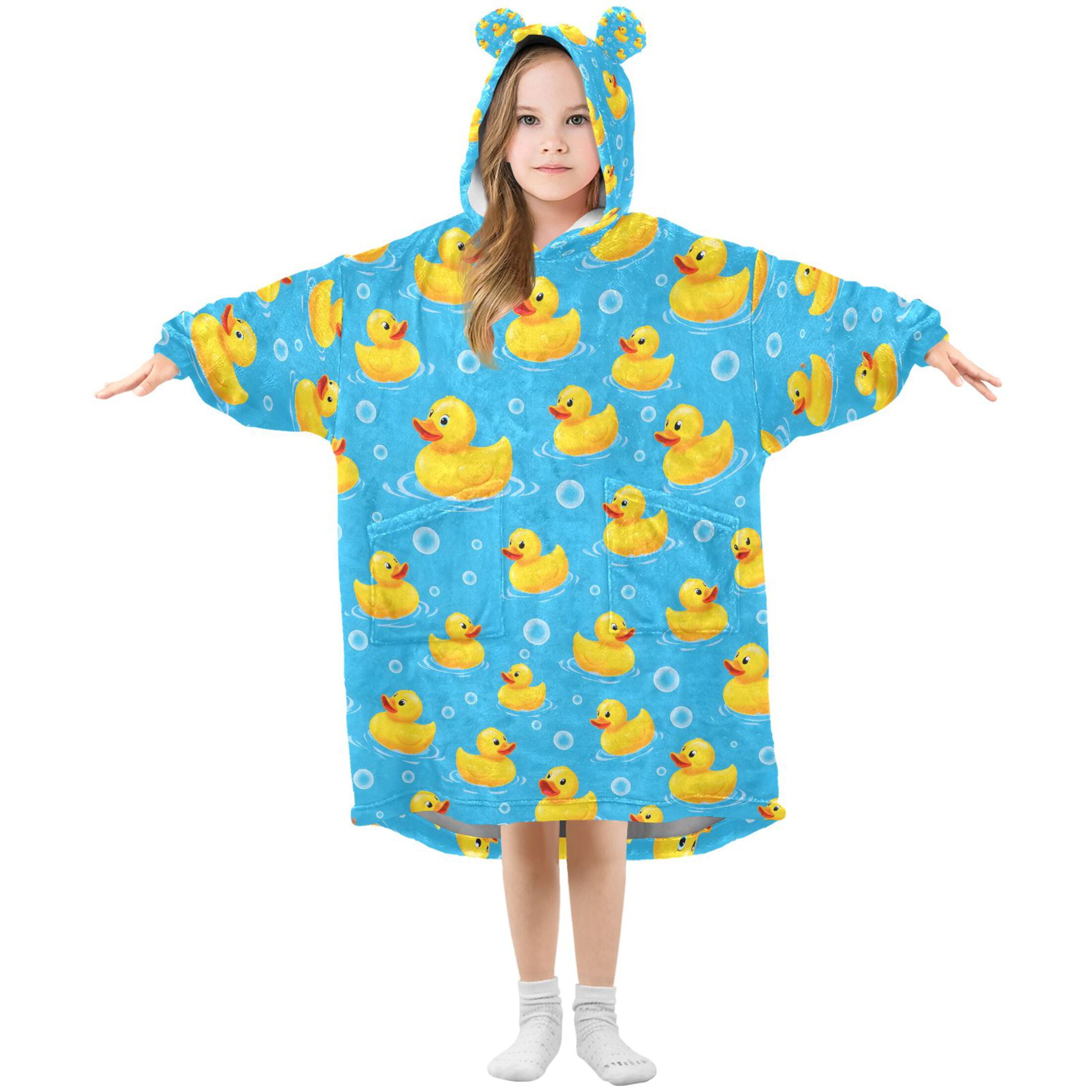 joogoo Blanket Hoodie for Cute Ducks Bubbles Oversize Sweatshirt 3-14 YR L