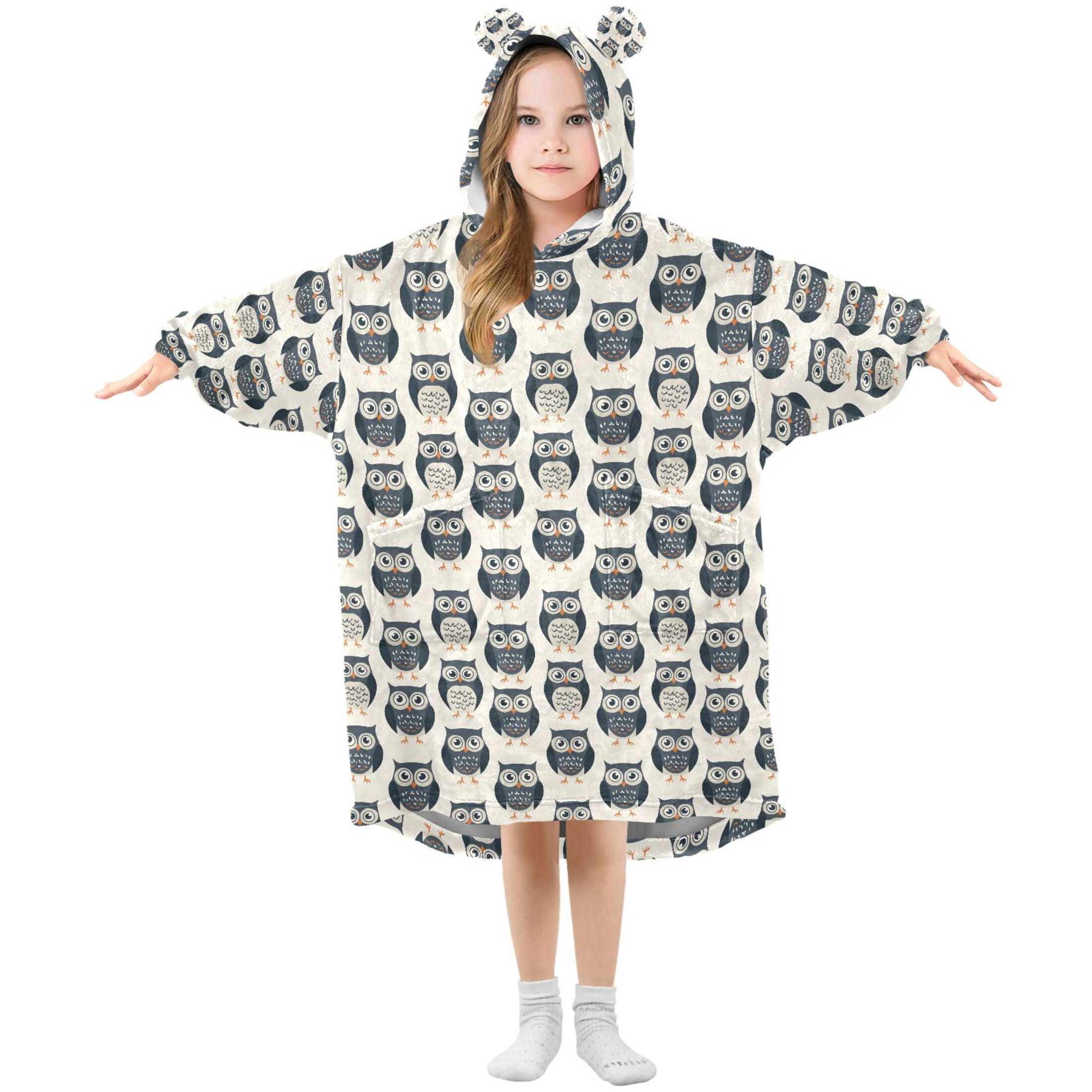 joogoo Blanket Hoodie for Cute Owls Oversize Sweatshirt 3-14 YR L