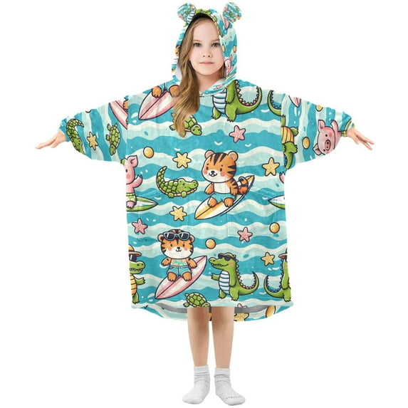 joogoo Blanket Hoodie for Cute Pig Crocodile Tiger Oversize Sweatshirt 3-14 YR L