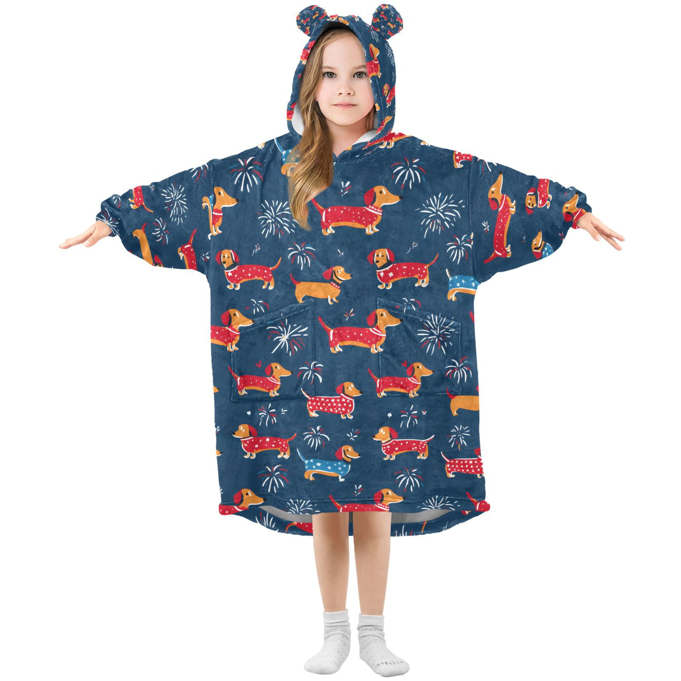 joogoo Blanket Hoodie for Dachshund Cute Dogs Oversize Sweatshirt 3-14 YR L