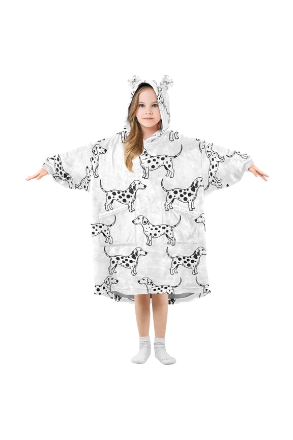 Blanket Hoodie for Dalmatian Dogs Oversize Sweatshirt 3-14 YR L