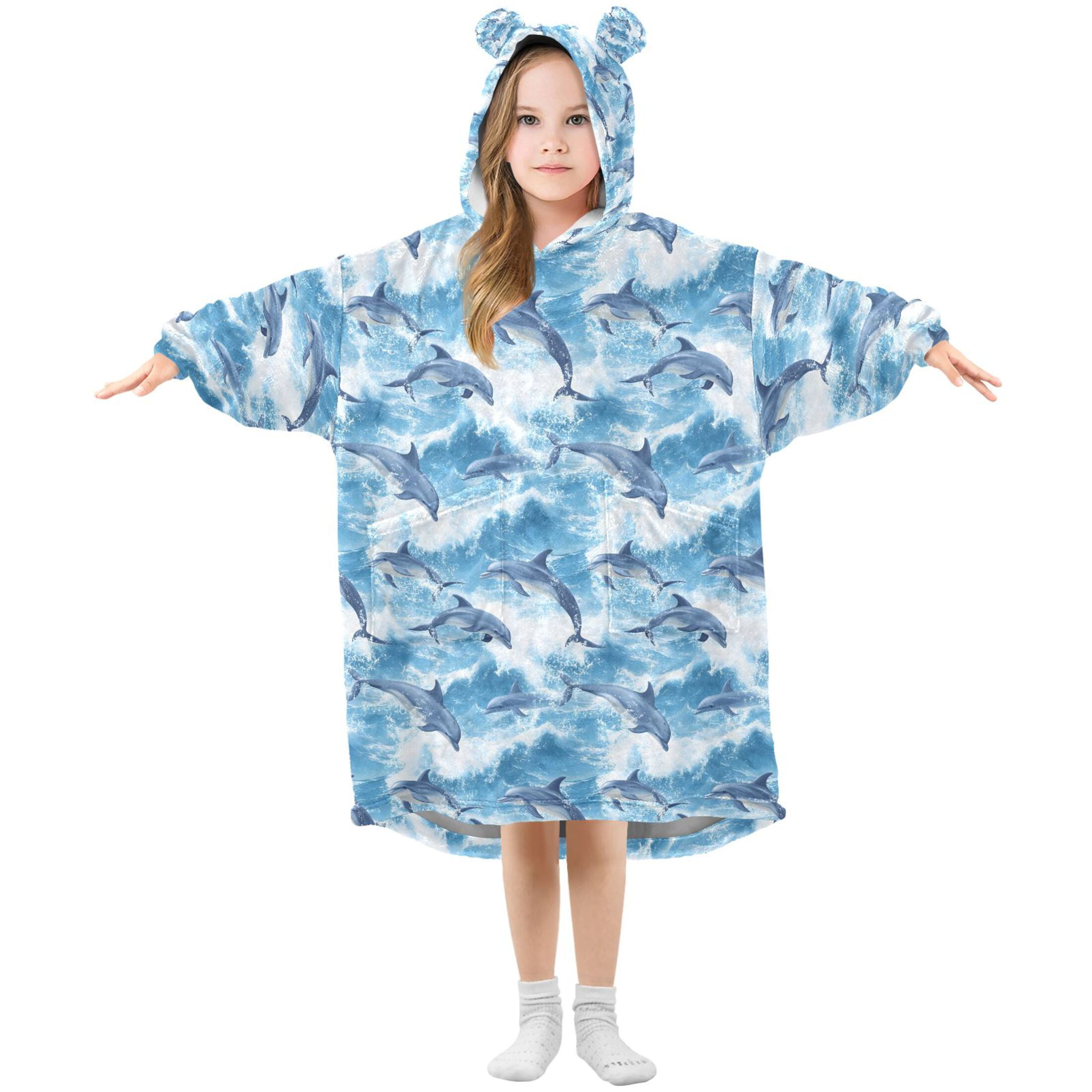 joogoo Blanket Hoodie for Dolphins Jumping Oversize Sweatshirt 3-14 YR L