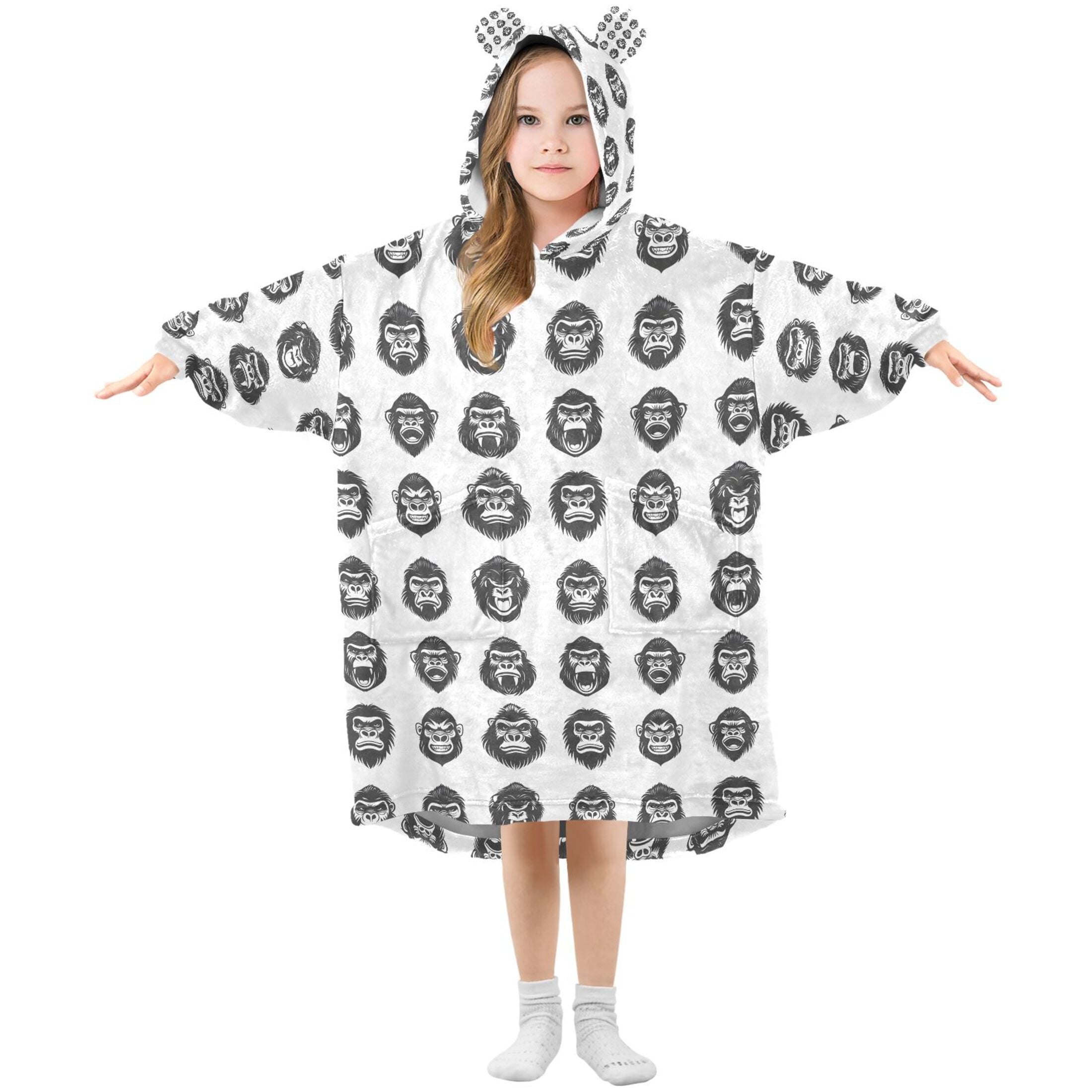 joogoo Blanket Hoodie for Gorilla Pattern Oversize Sweatshirt 3-14 YR L