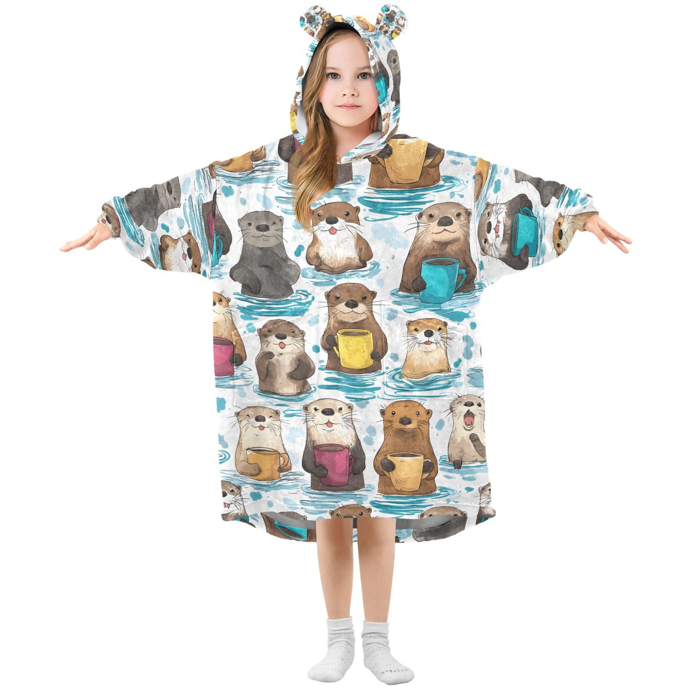 joogoo Blanket Hoodie for Guinea Pig in Water Oversize Sweatshirt 3-14 YR L