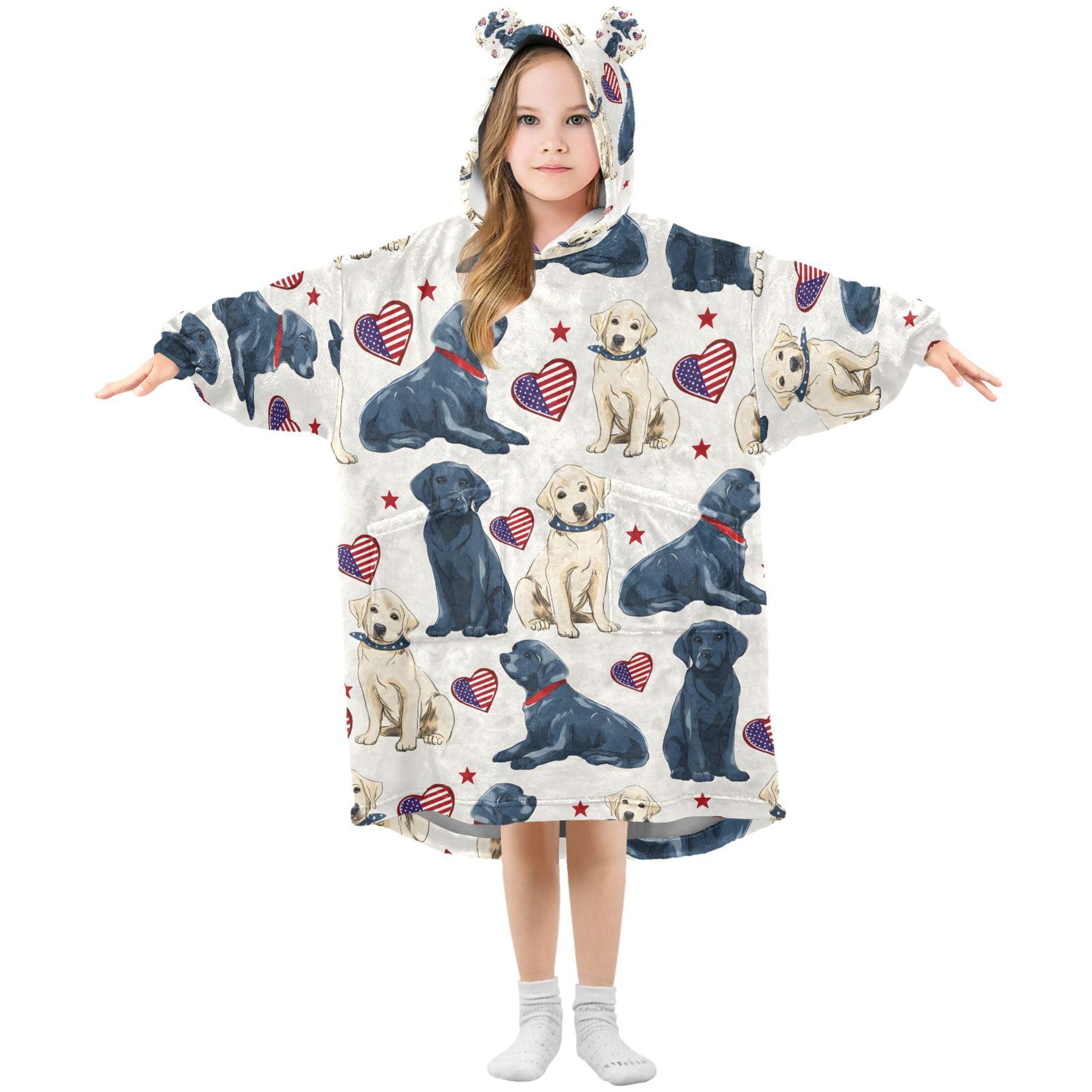 joogoo Blanket Hoodie for Labrador Dogs Hearts Oversize Sweatshirt 3-14 YR L