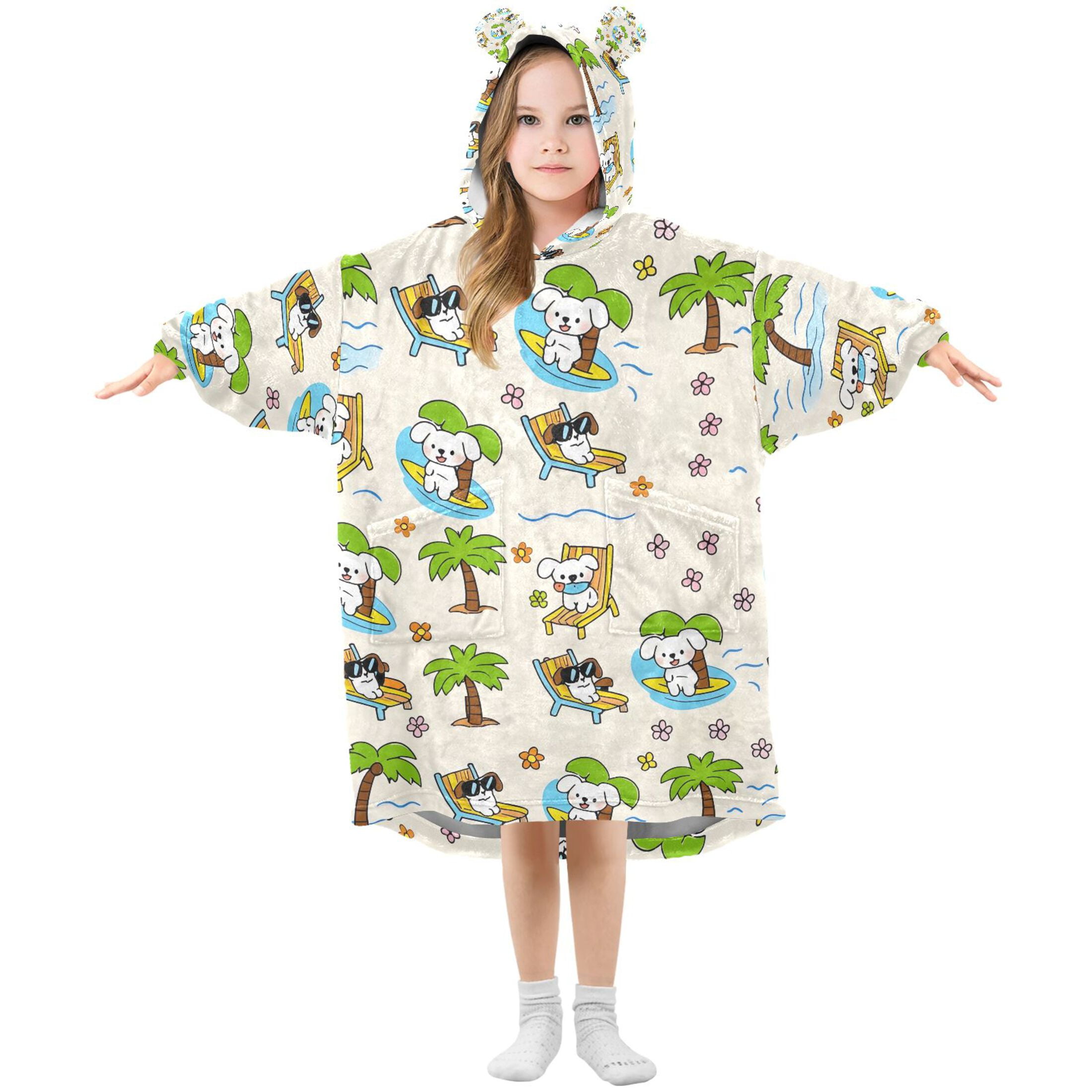 joogoo Blanket Hoodie for Puppy Dogs Palm Tree Oversize Sweatshirt 3-14 YR L