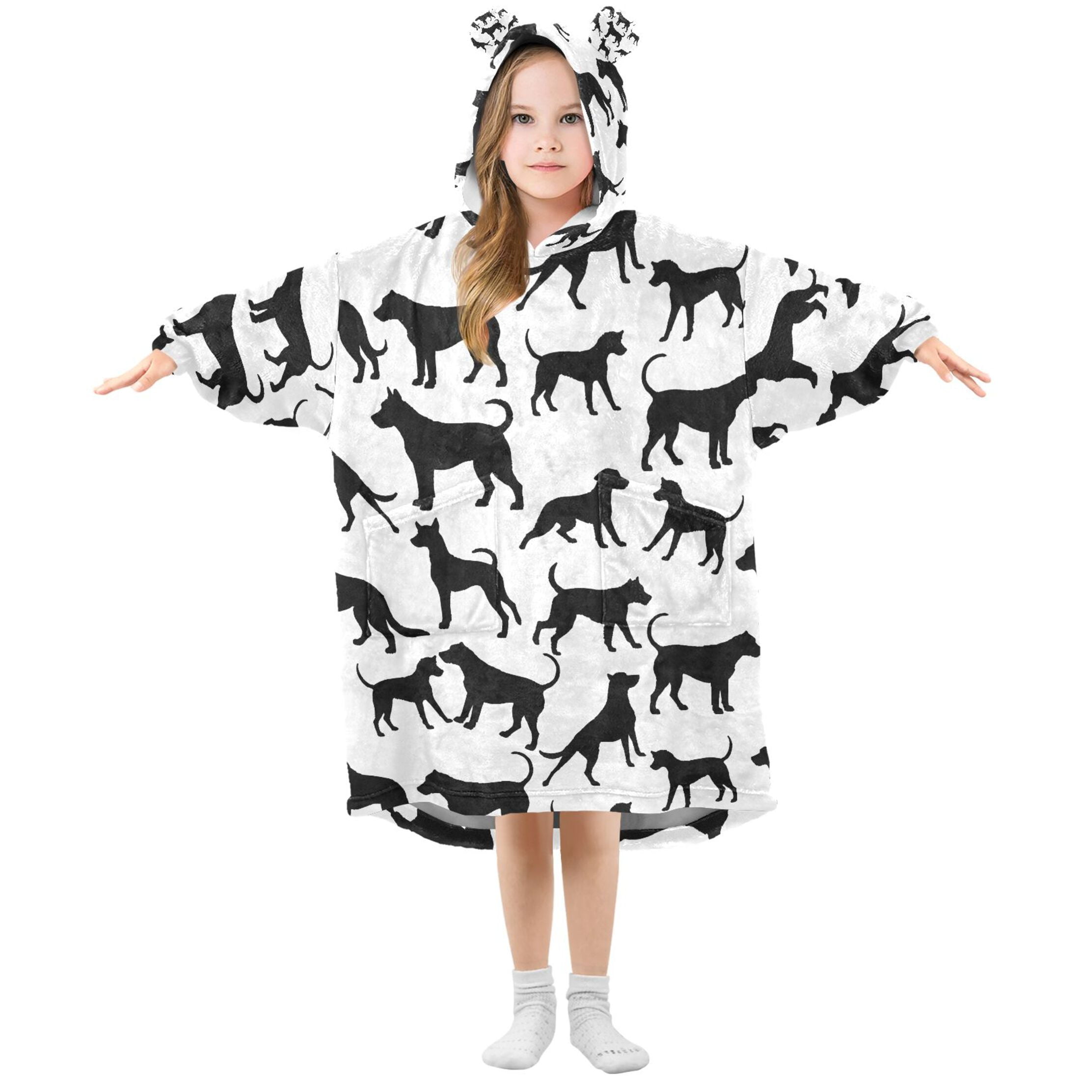 joogoo Blanket Hoodie for Silhouette Dogs Oversize Sweatshirt 3-14 YR L