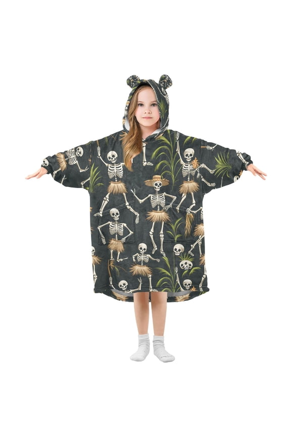 Blanket Hoodie for Skeleton Dancing Oversize Sweatshirt 3-14 YR L