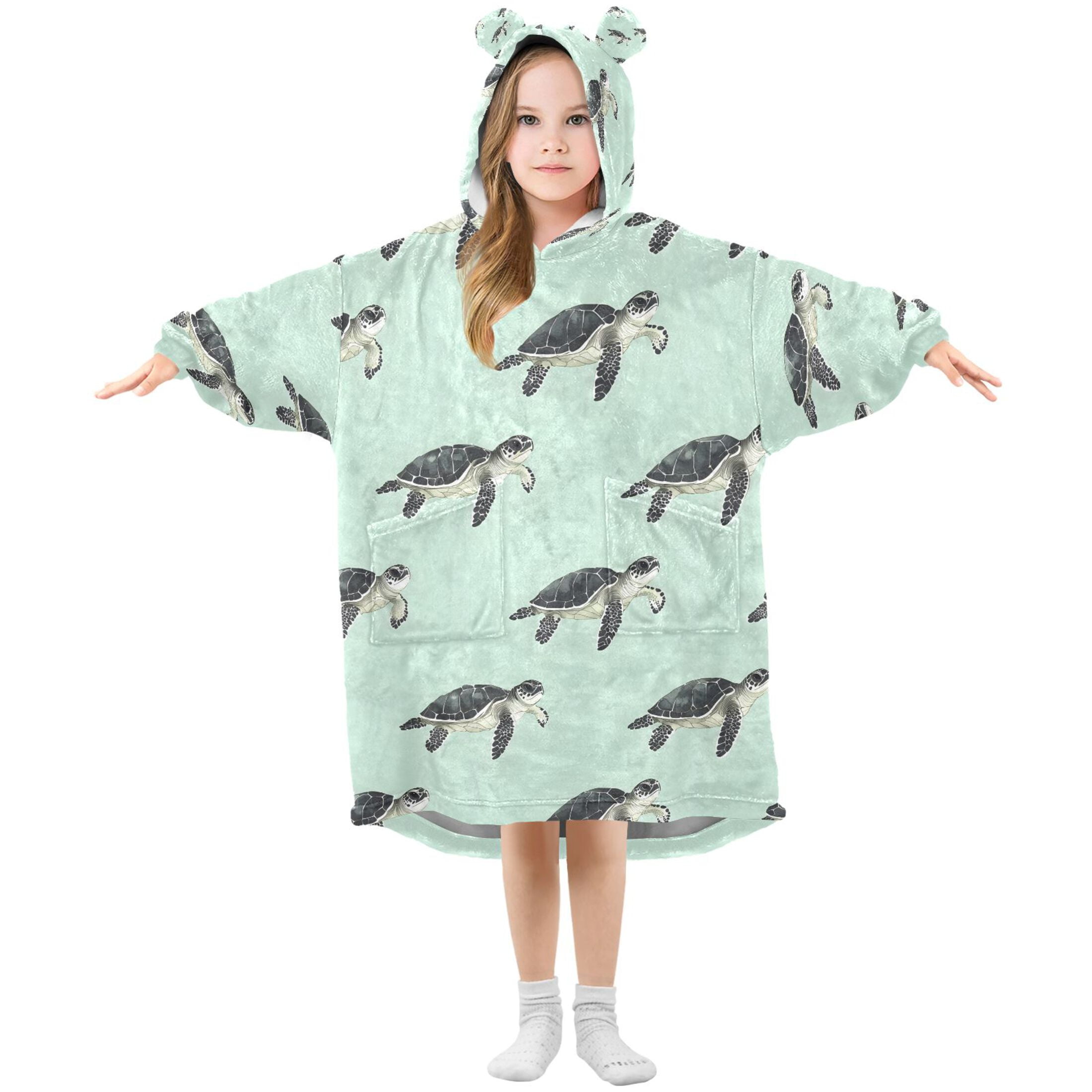 joogoo Blanket Hoodie for Turtles Oversize Sweatshirt 3-14 YR L