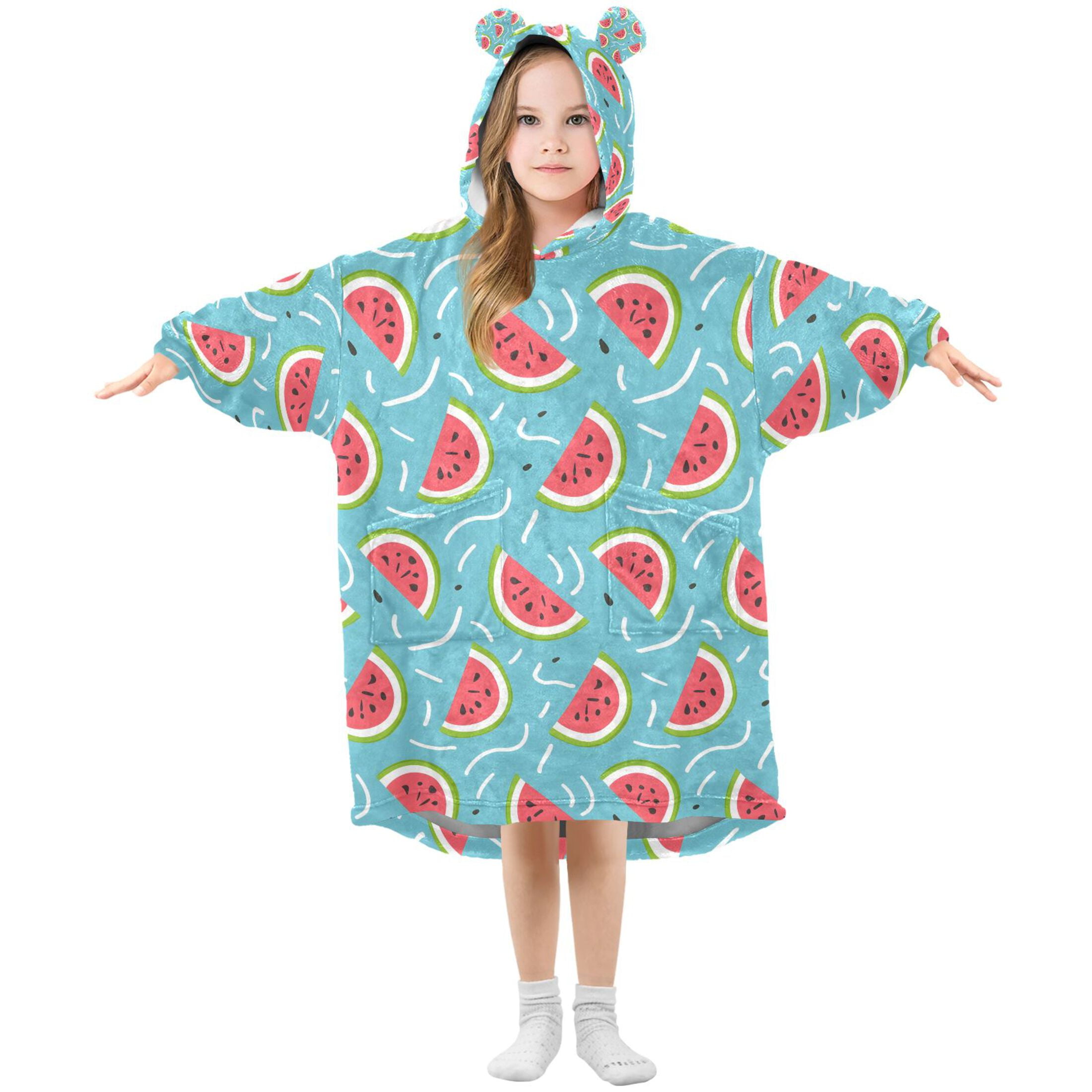 joogoo Blanket Hoodie for Watermelons Oversize Sweatshirt 3-14 YR L