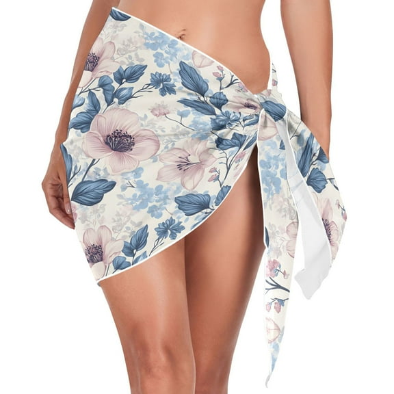 joogoo Blooming Flowers Women's Beach Sarong Bathing Suit Wrap Swimwear Cover Ups S