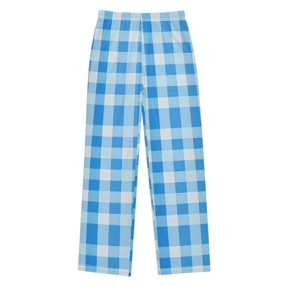 joogoo Blue Geometric Checkered Grid Pattern Pajama Pants Pj Bottoms Sleepwear Lounge L
