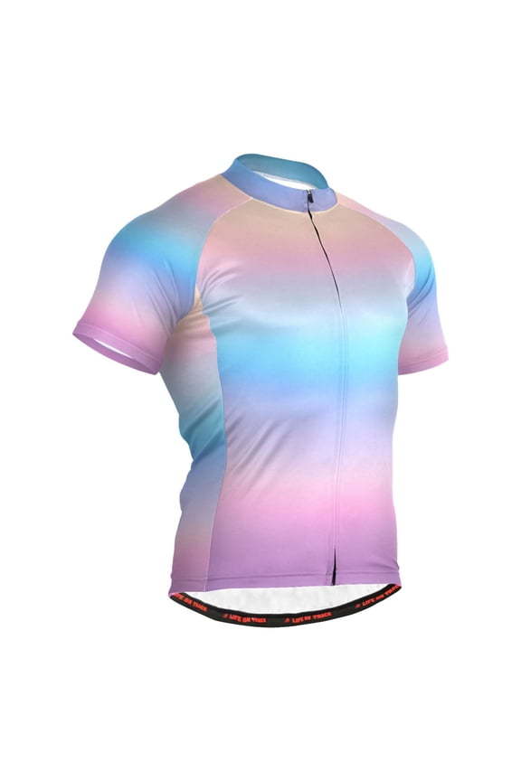 Blue Gradient Pink Pattern Men's Cycling Jerseys Mountain Bike Short Sleeve Tops XL