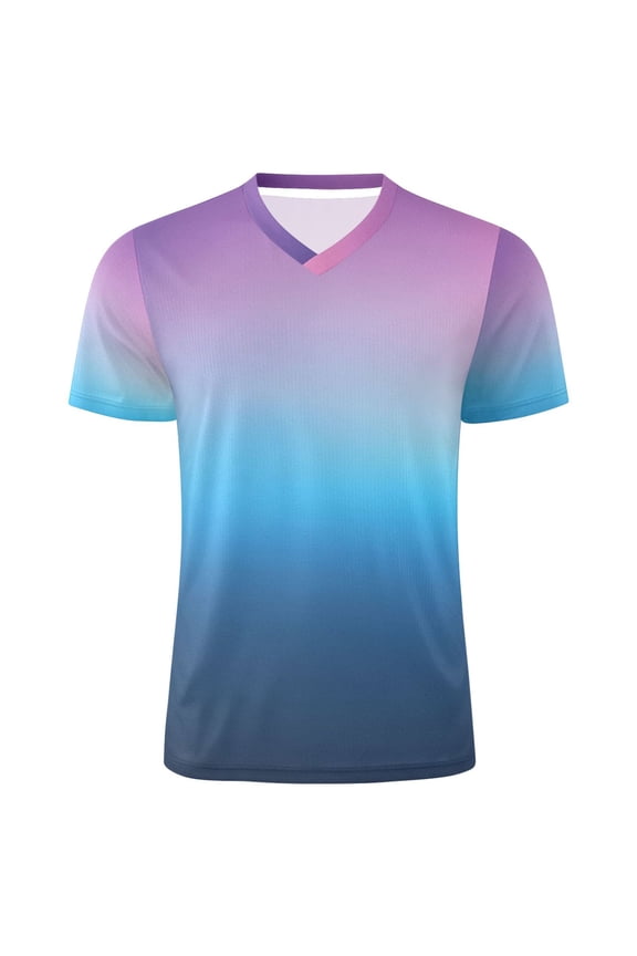 Blue Gradient-z6 Men's Soccer Jersey Athletic Plus Size T-Shirt V-Neck Sport Fan Game Day Shirt Large