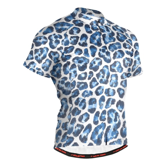 joogoo Blue Leopard Pattern Men's Cycling Jerseys Mountain Bike Short Sleeve Tops M