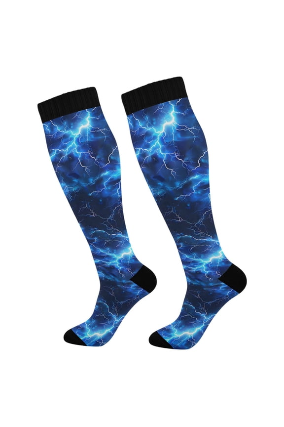 Blue Lightning Socks Women Men Knee High Sock