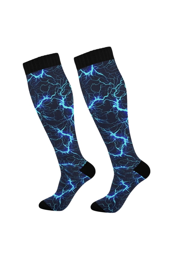 Blue Lightning Socks Women Men Knee High Sock