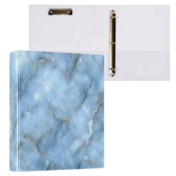 joogoo Blue Marble Hardcover 3 Ring Binder 1.5" Round Rings Interior Pockets Binders Organizer 1 Pack