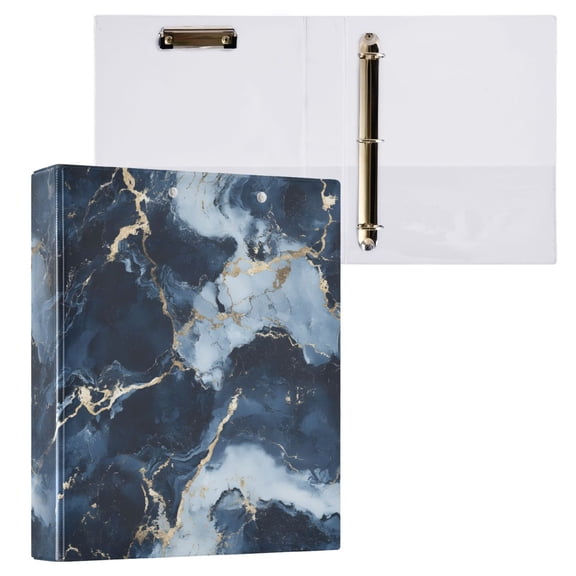 joogoo Blue Marble Hardcover 3 Ring Binder 1.5" Round Rings Interior Pockets Binders Organizer 1 Pack