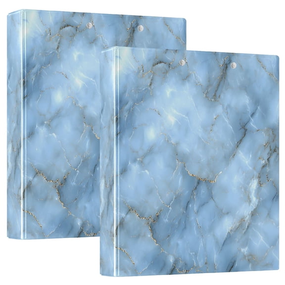 joogoo Blue Marble Hardcover 3 Ring Binder 1.5" Round Rings Interior Pockets Binders Organizer 2 Pack