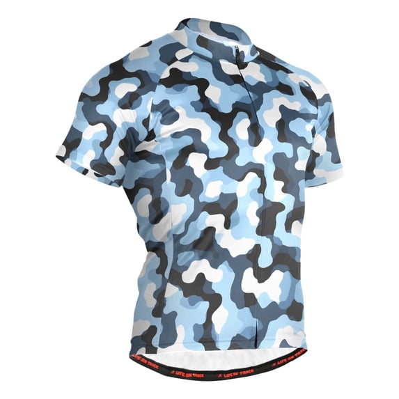 joogoo Blue Pattern Men's Cycling Jerseys Mountain Bike Short Sleeve Tops XL