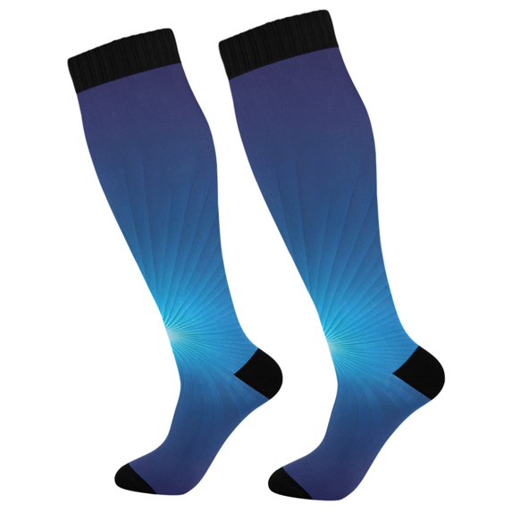 joogoo Blue Print Gradient Long Socks Women Men Knee High Sock