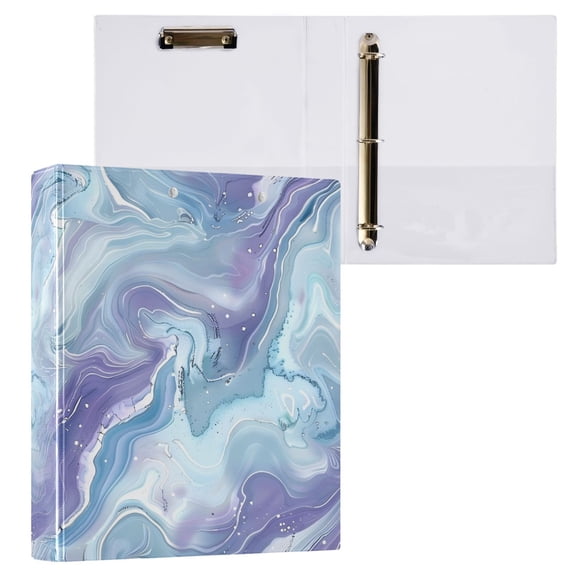 joogoo Blue Purple Marble Hardcover 3 Ring Binder 1.5" Round Rings Interior Pockets Binders Organizer 1 Pack