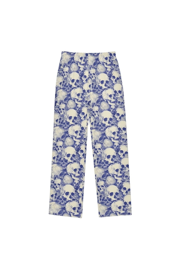 Blue Skulls Bones Pajama Pants Pj Bottoms Sleepwear Lounge L