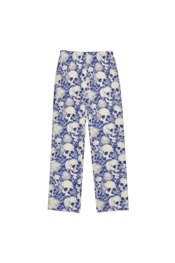 Blue Skulls Bones Pajama Pants Pj Bottoms Sleepwear Lounge S