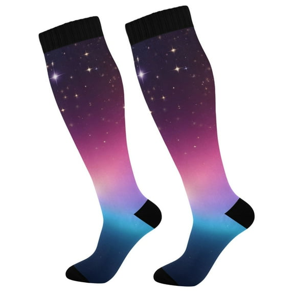 joogoo Blue Starry Gradient Socks Women Men Knee High Sock