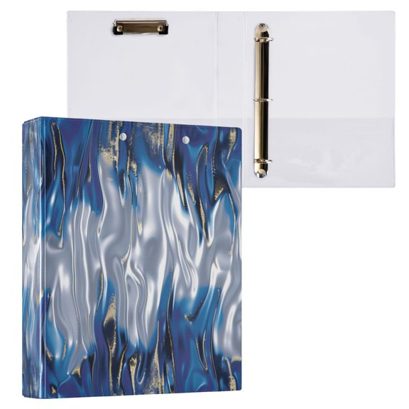 joogoo Blue Tie Dye Hardcover 3 Ring Binder 1.5" Round Rings Interior Pockets Binders Organizer 1 Pack