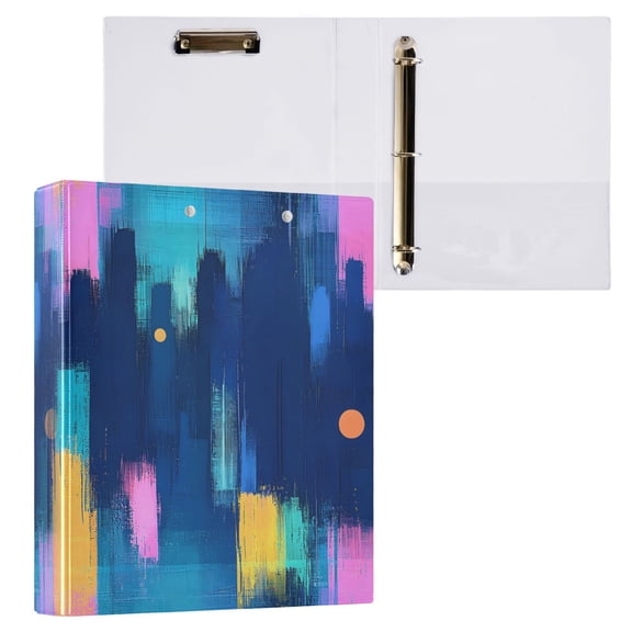 joogoo Blue Tie Dye Stripes Hardcover 3 Ring Binder 1.5" Round Rings Interior Pockets Binders Organizer 1 Pack