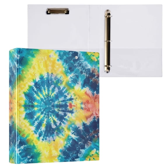 joogoo Blue Tie-dye Hardcover 3 Ring Binder 1.5" Round Rings Interior Pockets Binders Organizer 1 Pack