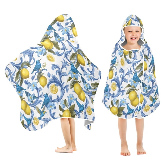 joogoo Bohemia Lemon Birds Kids Hooded Beach Towel Baby Bath Towel 23.5"x50"