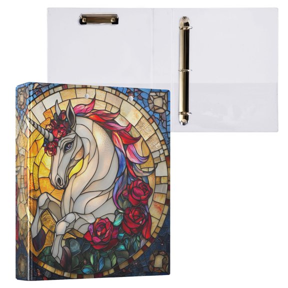 joogoo Bohemia Unicorn Hardcover 3 Ring Binder 1.5" Round Rings Interior Pockets Binders Organizer 1 Pack