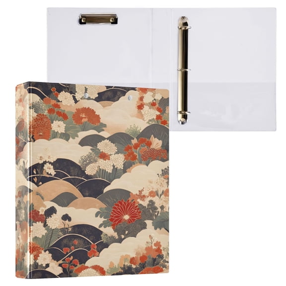 joogoo Bohemia Vintage Hand Paint Hardcover 3 Ring Binder 1.5" Round Rings Interior Pockets Binders Organizer 1 Pack