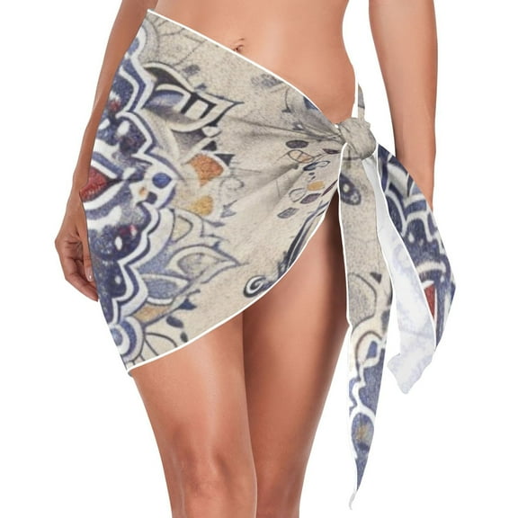 joogoo Bohemian Ethnic Mandala Paisley Rustic Women's Beach Sarong Bathing Suit Wrap Swimwear Cover Ups M