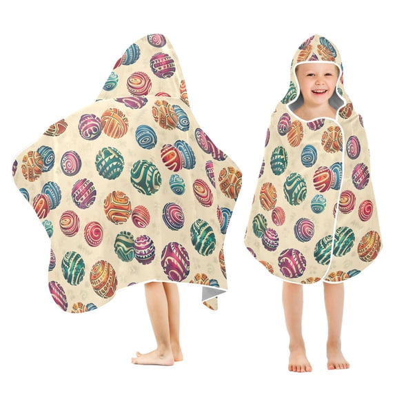 joogoo Boho Balls Kids Hooded Beach Towel Baby Bath Towel 23.5"x50"