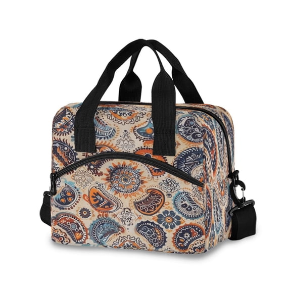joogoo Boho Ethnic Bohemian Indian Mandala Insulated Lunch Bags Reusable Cooler Box with Shoulder Strap