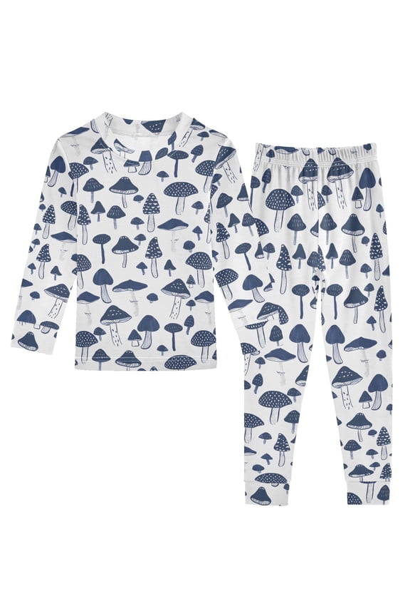 Boho Mushrooms 2 Piece Long Sleeve Tee and Pants Cotton Pajama Set 8Y