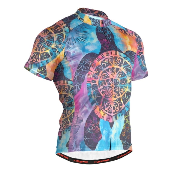 joogoo Boho Silhouette Turtle Pattern Men's Cycling Jerseys Mountain Bike Short Sleeve Tops XL