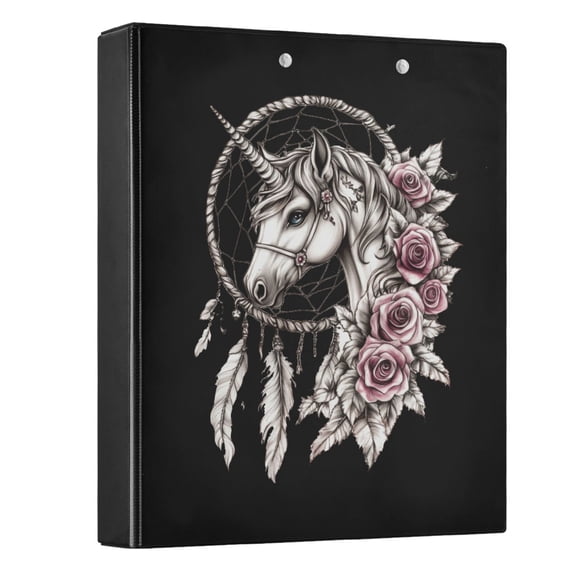 joogoo Boho Unicorn Hardcover 3 Ring Binder 1.5" Round Rings Interior Pockets Binders Organizer 1 Pack