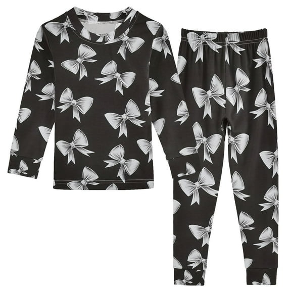 joogoo Bow Pajamas Set Long Sleeve Soft Cotton Sleepwear 2 Piece 18M