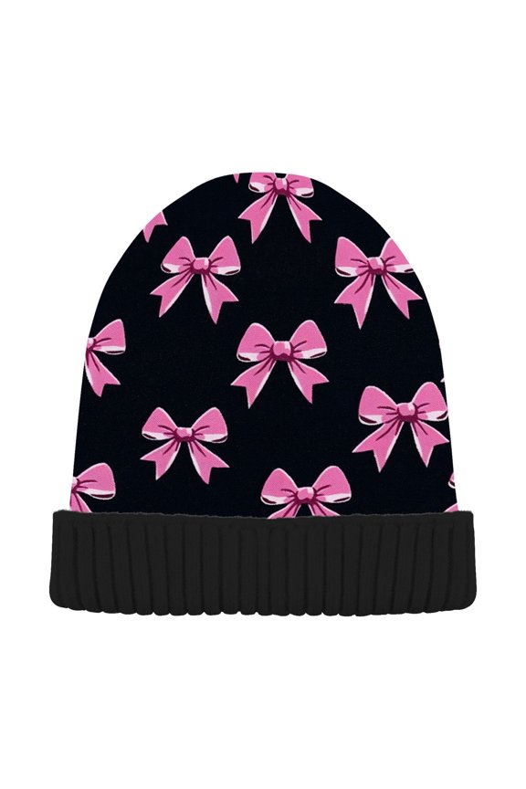 Bow-a1 Beanie Hats Cuffed Winter Warm Knit Thick Beanies